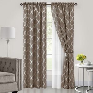 Achim Home Furnishing Bombay Brown Contemporary Geometric Window Curtain Panels
